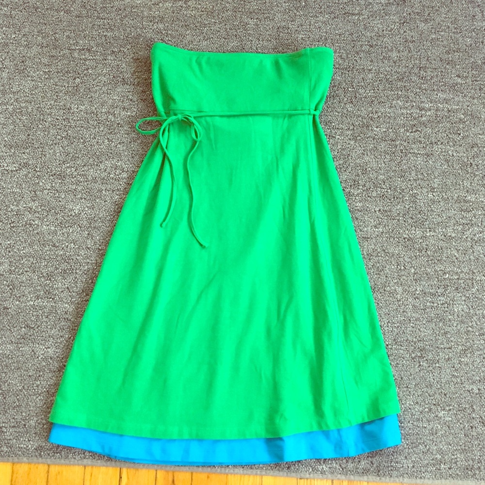 Victoria Secret Green and Blue Strapless Dress
